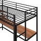 preview thumbnail 10 of 12, Modern Style Twin Metal Loft Bed with Desk, Shelve, 4-step Ladder and Guardrail, Creative Structure & Good Stability, Espresso
