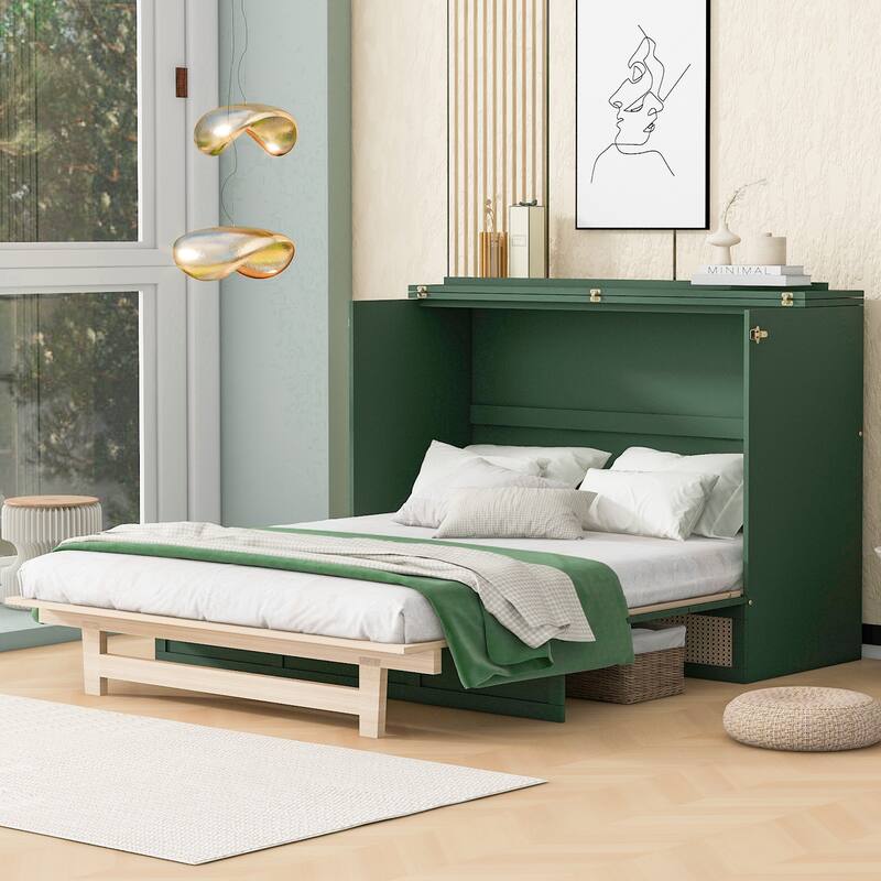 Queen Size Murphy Bed with Versatile Storage & Large Drawers