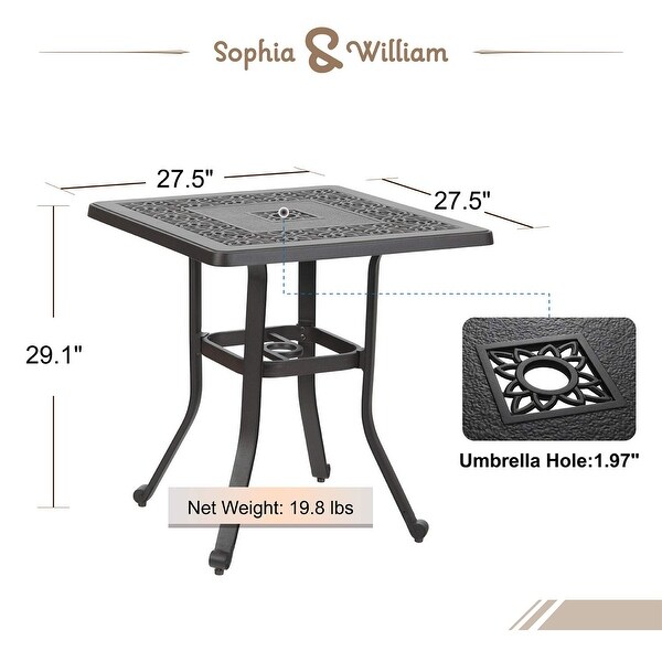 Square aluminum hot sale patio table