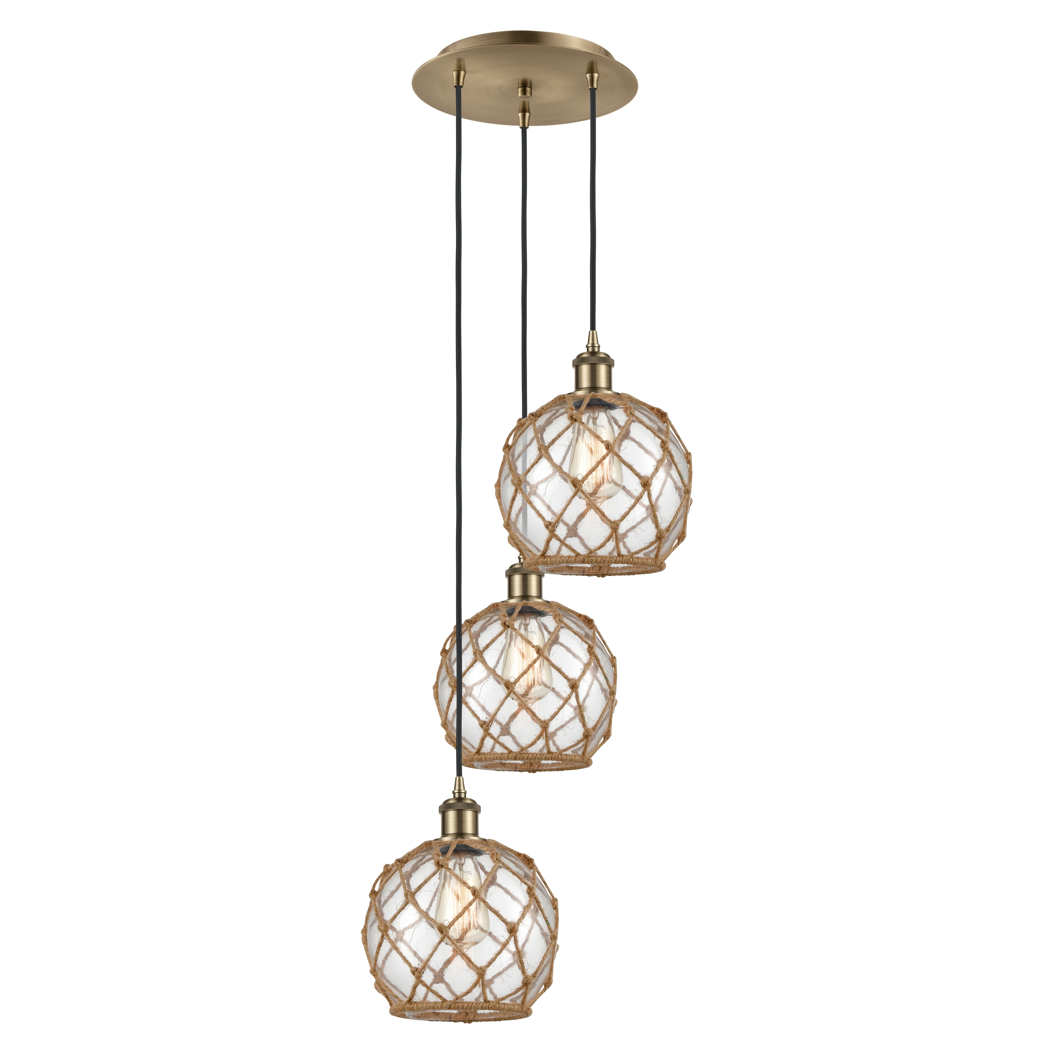 Innovations Lighting Endless Possibilities Ballston - Farmhouse Rope - 3 Light 15" Cord Hung Multi Pendant