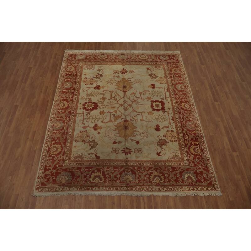 Hand Knotted Oriental 100% Wool Carpet Traditional All-Over Navy Blue & Blues Peshawar Area Rug - 9' 11'' X 8' 1''