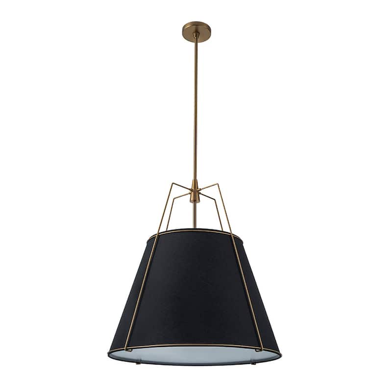 Mid Century 4-Light Conical Fabric Shade Lantern Pendant Ambient Light