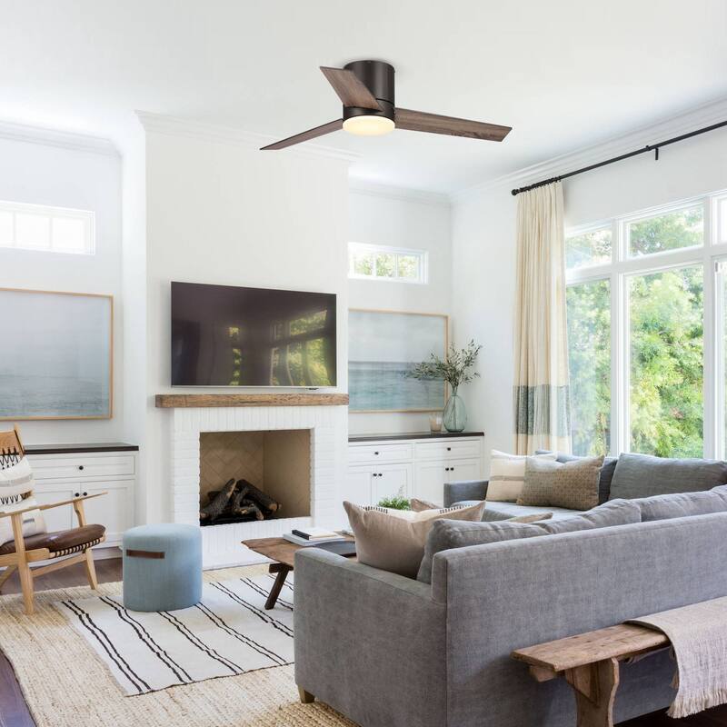 48" Oil-rubbed Bronze LED Hugger/ Low Profile Ceiling Fan with Remote