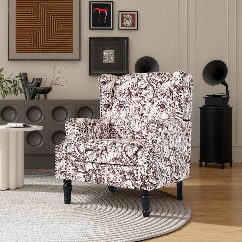Wingback Accent Chair Nailhead Trim Living Room Reading Chair