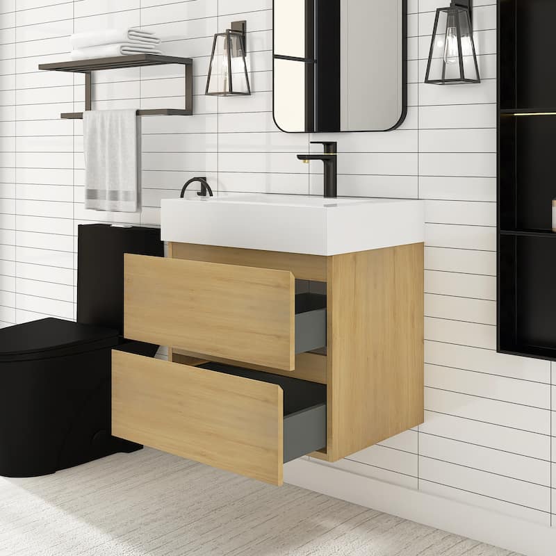 Floating Bathroom Vanity with Solid Surface Top