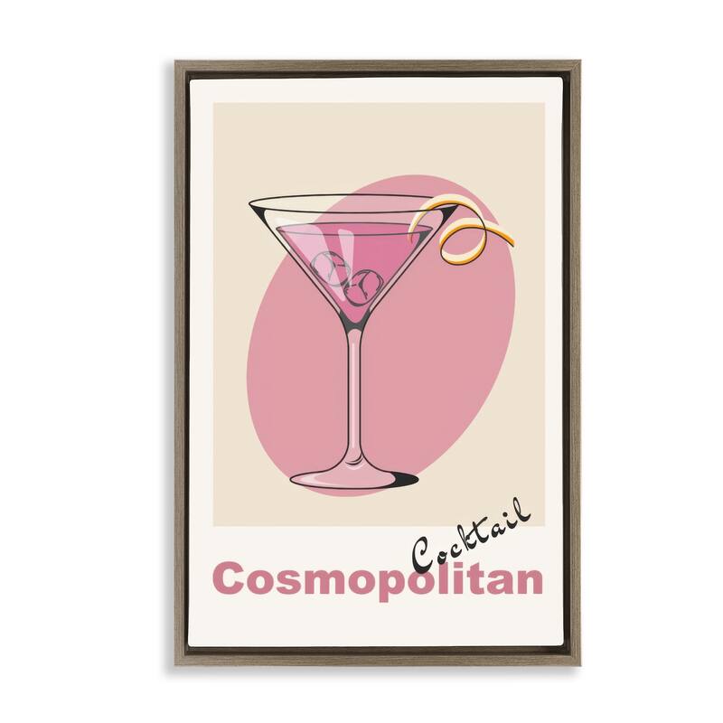 Stupell Vintage Cosmo Cocktail Framed Floater Canvas Wall Art Design By LSR Design Studio - 21 x 31 - Brown