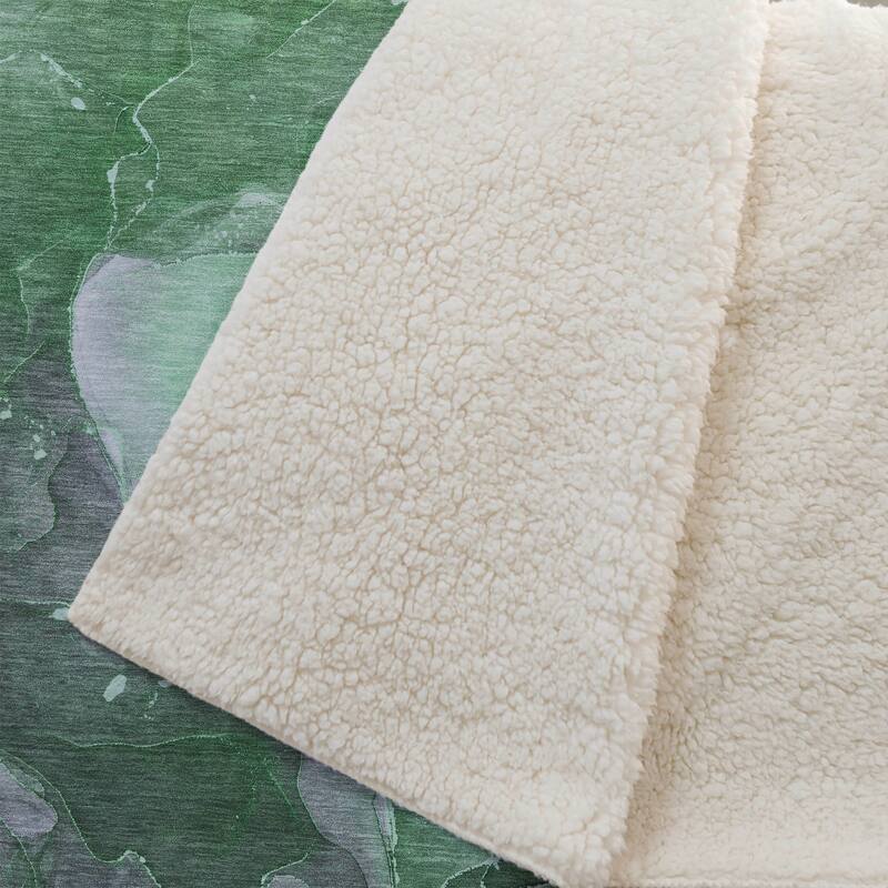 Premium Machine Washable Abstract Contemporary Sherpa Throw Blanket