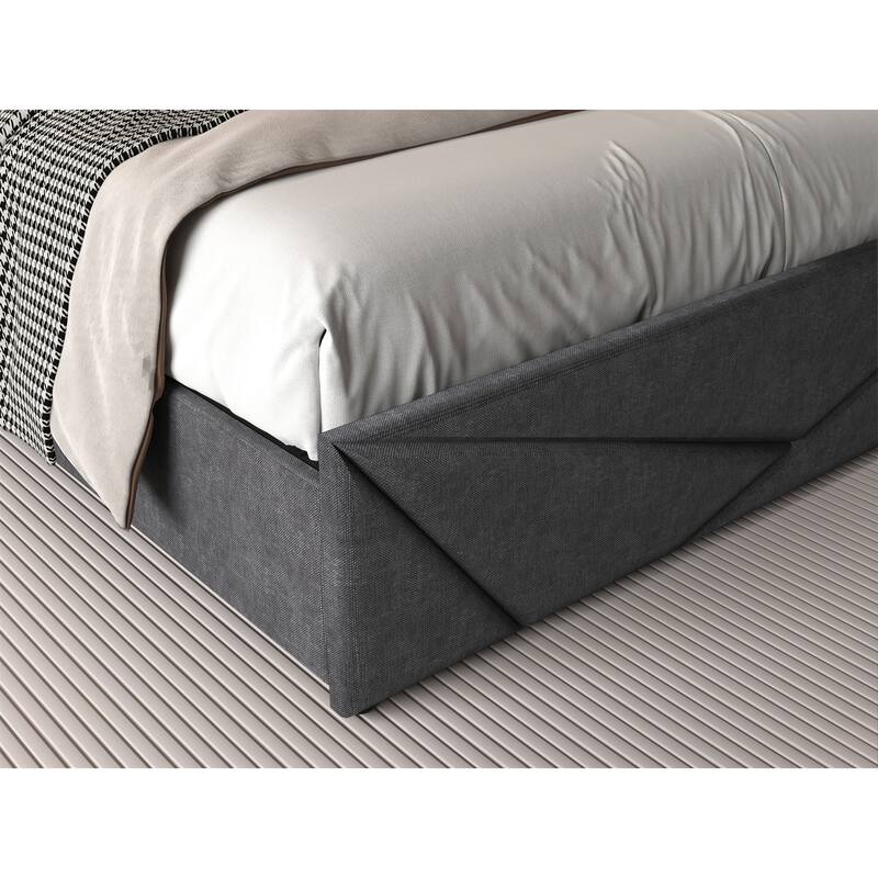LED Queen Bed Frame with Storage Headboard and Charging Station