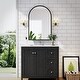 preview thumbnail 1 of 9, Bathroom Vanity with Top Sink Freestanding Vanity Set with Mirror Cabinet Black