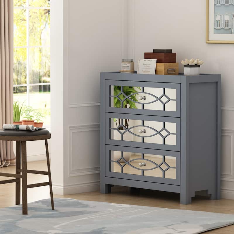 Timechee Nightstand Bedside Table Mirrored Cutout Chest Beside Table