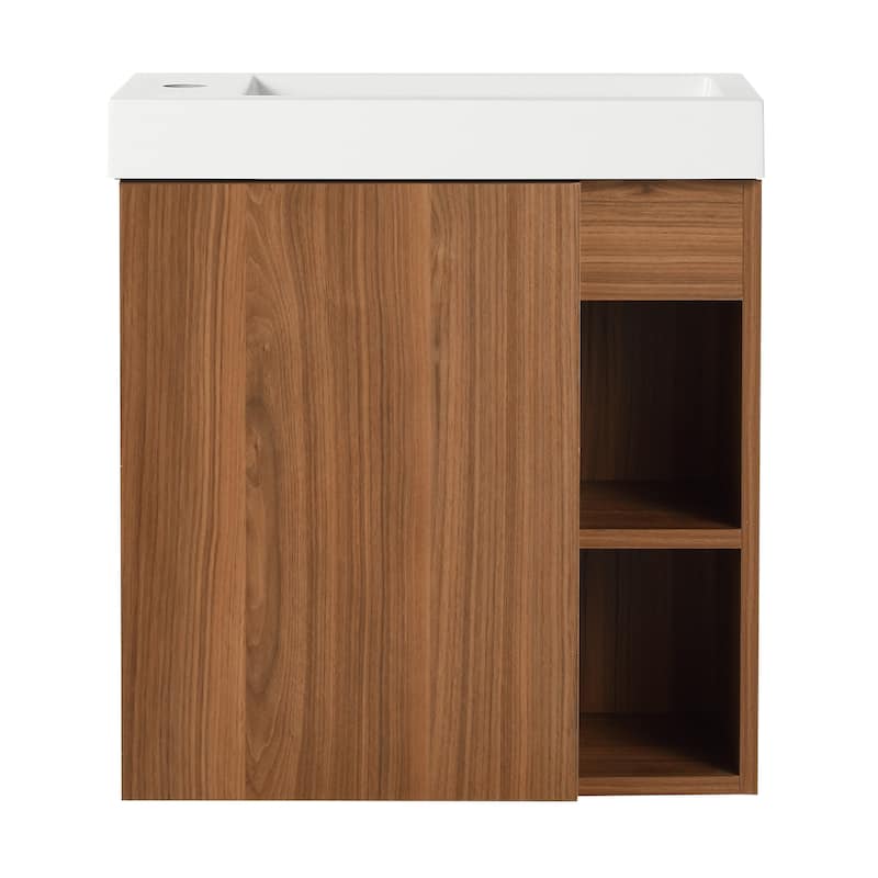 20" Floating Bathroom Vanity with Soft-Close Door and Resin Sink, Space-Saving Wall-Mounted Design
