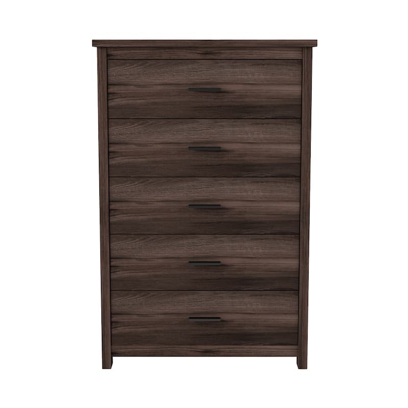 Retro American Country Style Wooden Dresser with 5 Drawer - Walnut