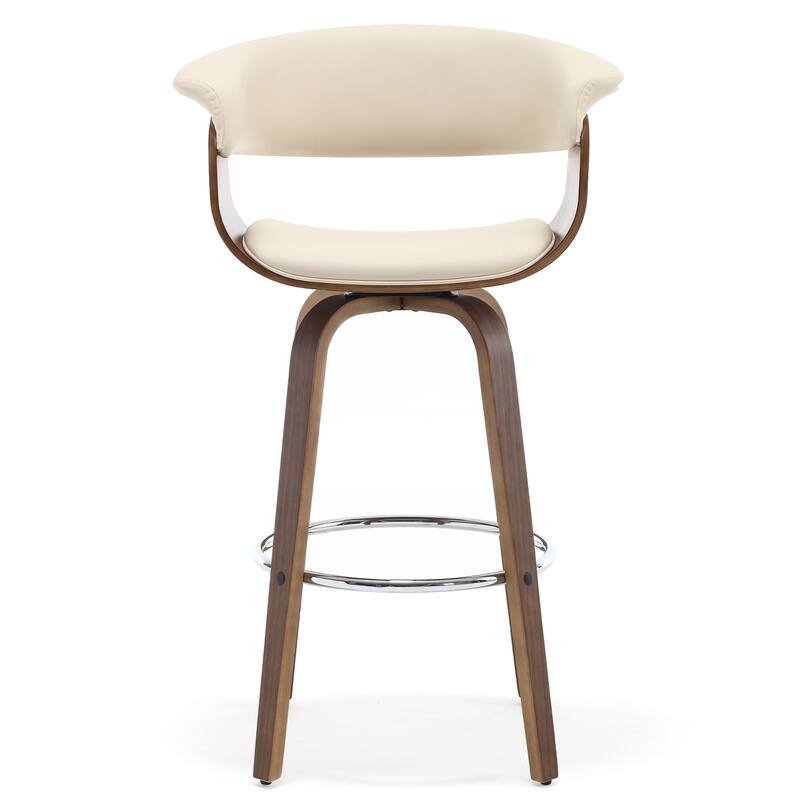 26"/29" Faux Leather Swivel Bar Stools, Wood Counter Stool