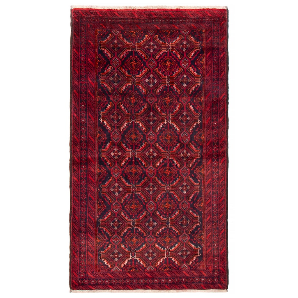 ECARPETGALLERY Hand-knotted Royal Baluch Red Wool Rug - 3'3 x 5'9
