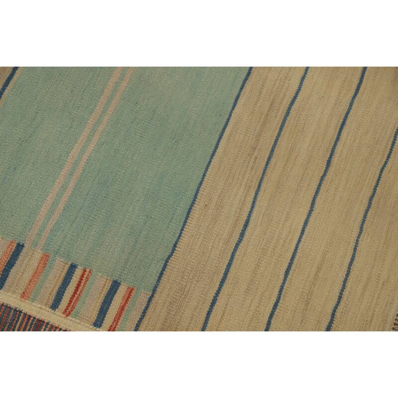 Hand Woven Oriental 100% Wool Carpet Southwestern Tribal Multi-Colored Kilim Runner Rug - 9' 10'' X 2' 6''