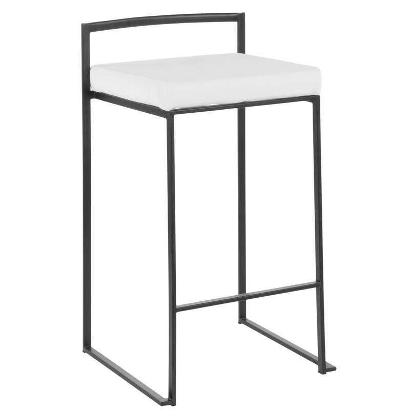 Porch & Den Forrest Black Stackable Fully Welded Counter Stool (Set of 3) - White Velvet