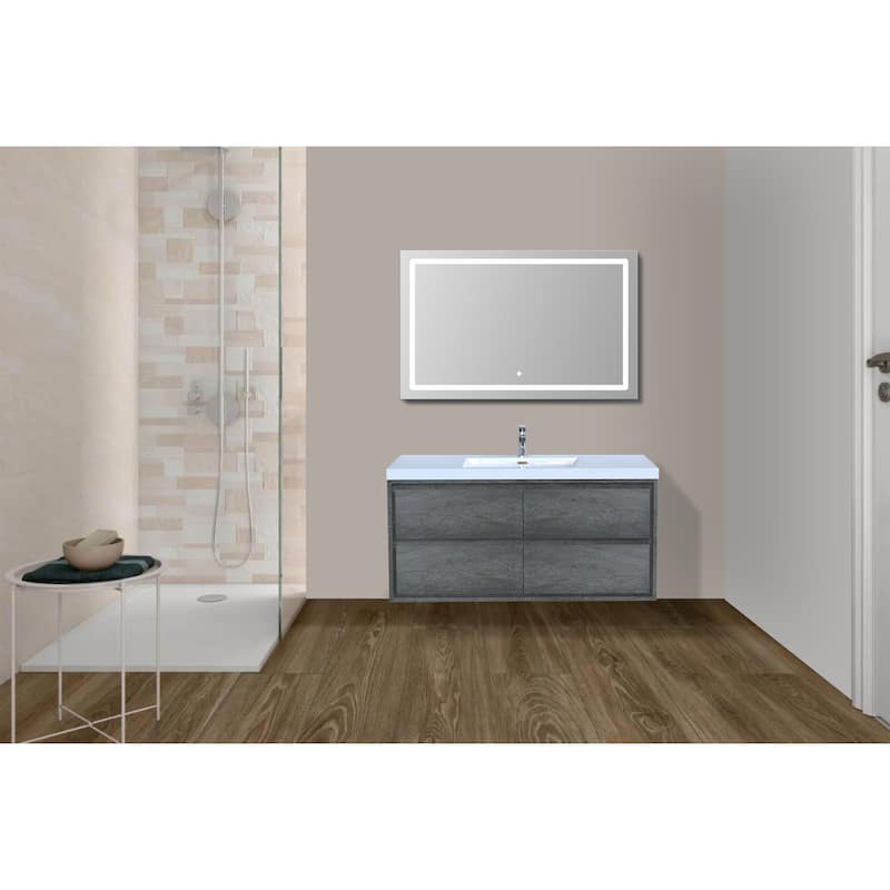Sage 60" wall mounted bathroom vanity with single basin acrylic top