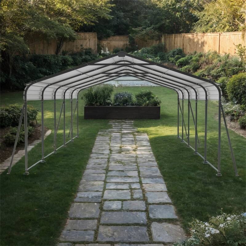 Outdoor Metal Storage Carport w/ Hooks,Expansion Screws,Fixed Pieces