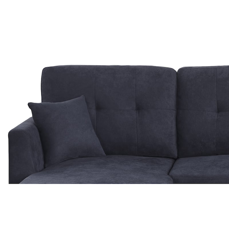 Sectional Sofa Bed, Dark Blue, Wood+Fabric, Space-saving