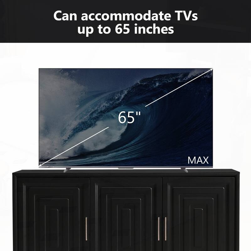 Entertainment Center Media Console Cabinet with 2 Spacious Storage Space
