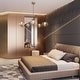 preview thumbnail 5 of 16, Modern Glam Gold 5-Light Oversized 41.5 in. W Chandelier with Textured Colored Art Glass Shade for Dining Room Bedroom