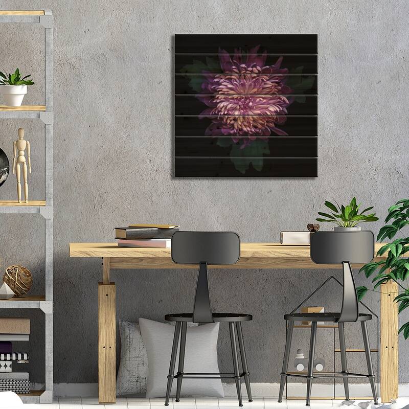 Delicious Chrysanthemum Print On Wood by Magda Indigo - Multi-Color