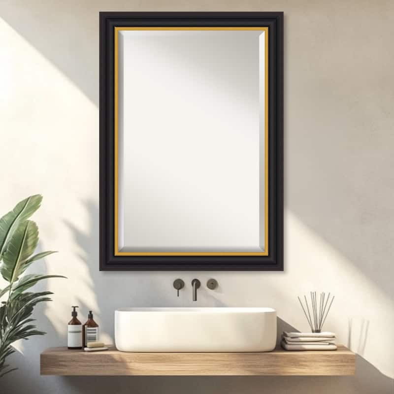 Sierra Beveled Wood Framed Bathroom Vanity Wall Mirror