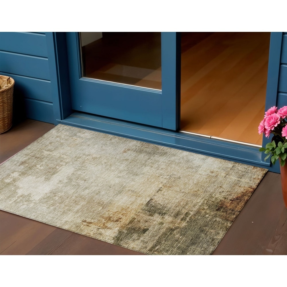 HomeRoots Abstract Transitional Rectangle Outdoor Rug