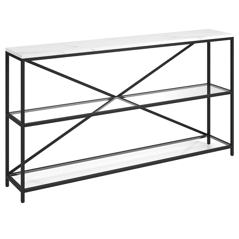 Fionn 55" Wide Rectangular Console Table with Faux Marble Top - 55" Wide