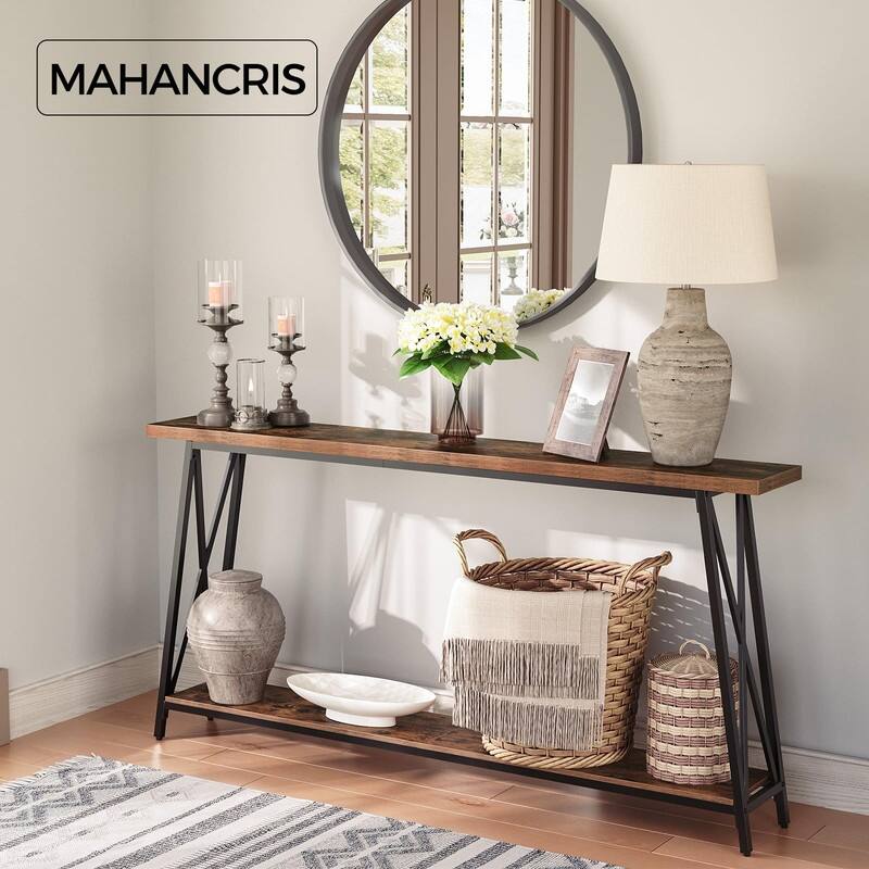 Console Table, 63" Industrial Entryway Table