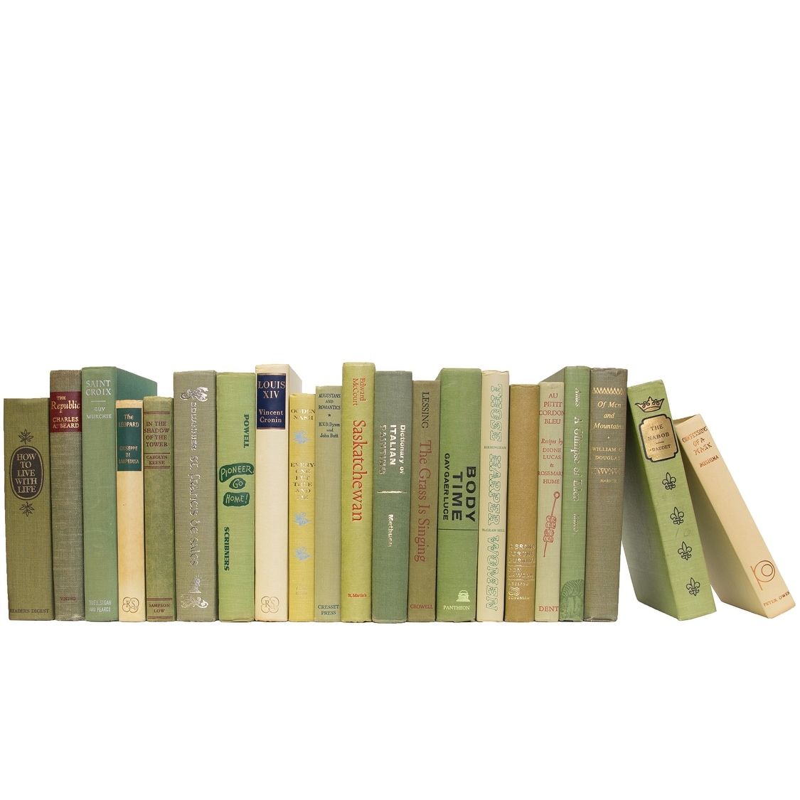 Decorative Books - Vintage Lemongrass Books - Green Books by the Foot