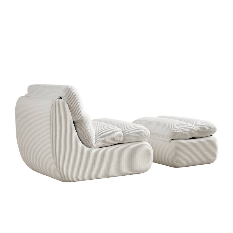 34" Modern Single Sofa Upholstered Sponge Couch with Ottoman for Small Space