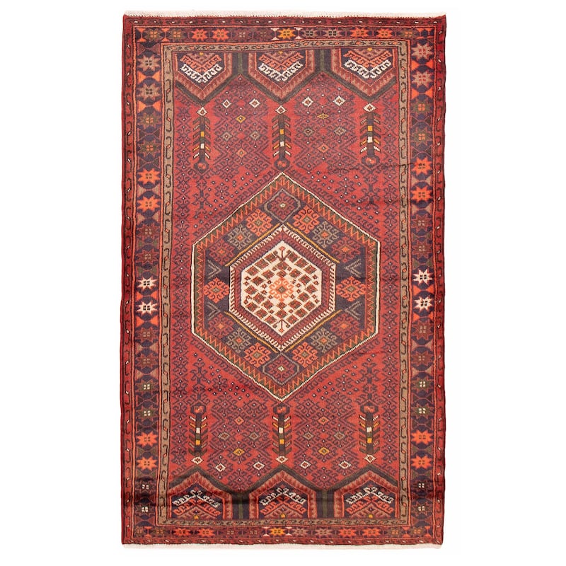 ECARPETGALLERY Hand-knotted Andelz Red Wool Rug - 4'1 x 6'9 - Red - 4'1 x 6'9