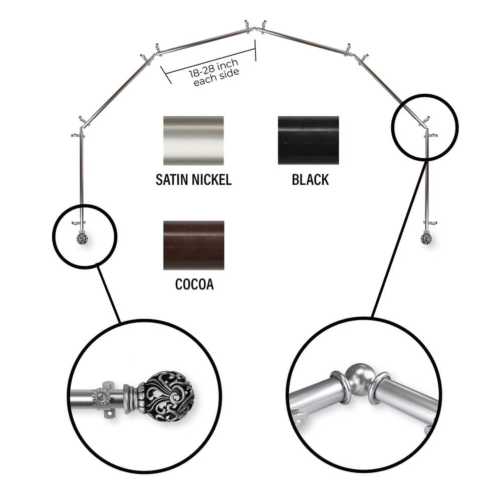 InStyleDesign 13/16" Stella 6-Sided Bay Window Curtain Rod (18-28 inch each side)