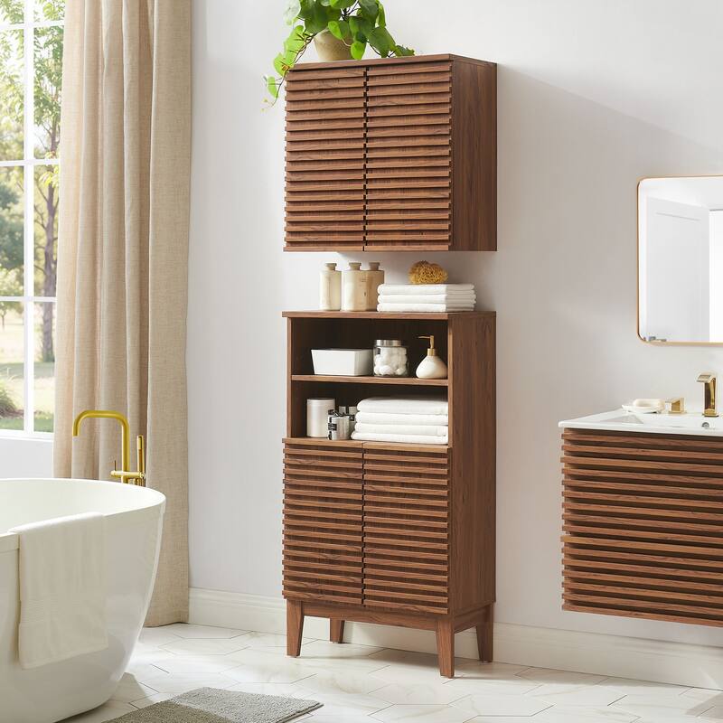 Render Bathroom Cabinet Set - Walnut