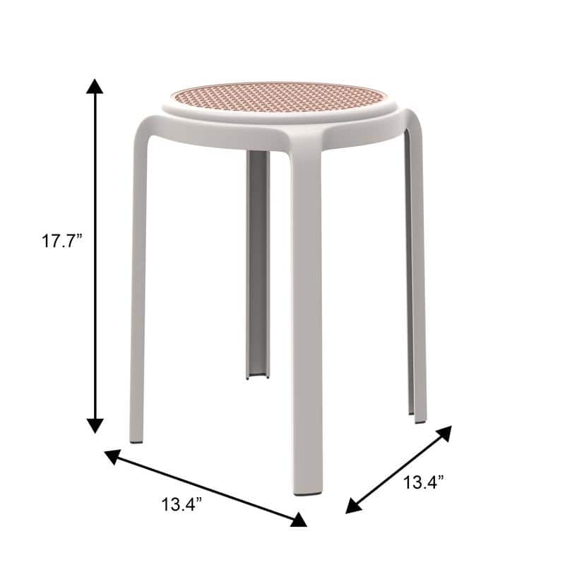 Tresse All-Weather Round Stackable Dining Stool with Wicker-Style Seat for Indoor, Outdoor, Patio, and Kitchen - Fully Assembled
