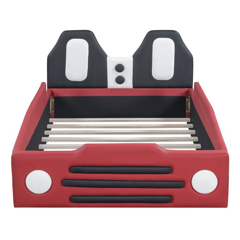 Racing shaped platform bed with wheels