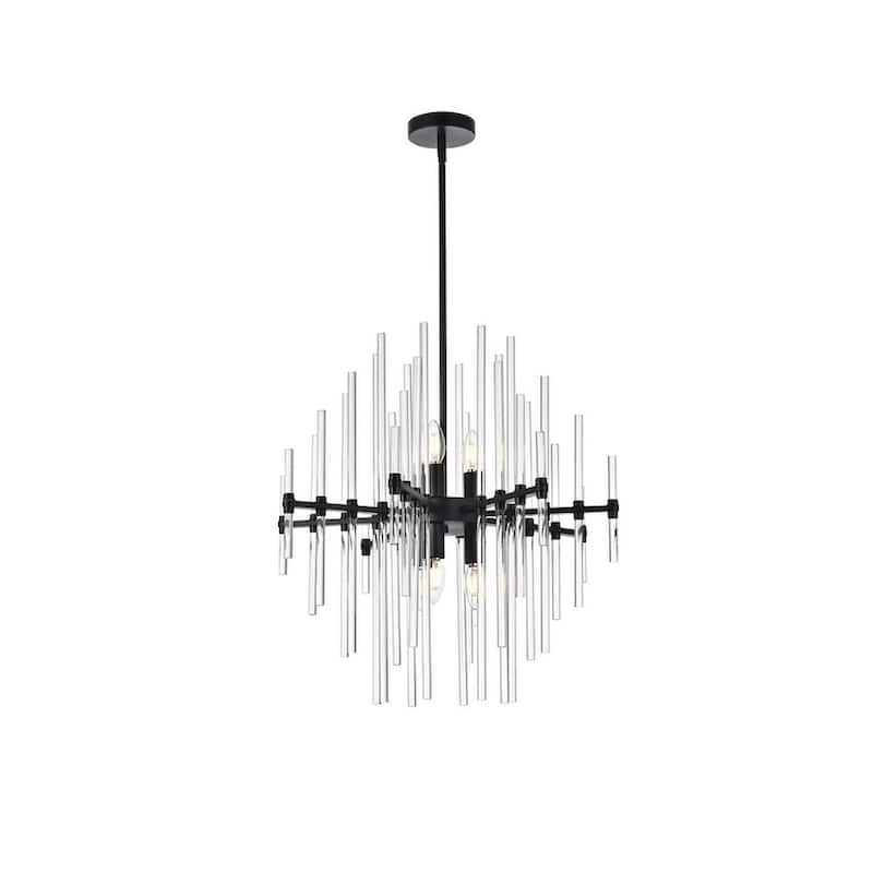 Samuel 23 inch crystal rod pendant in black - Black