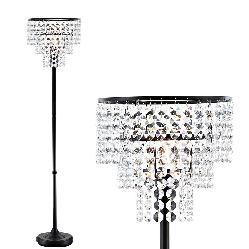 Cayla 60" Crystal/Metal Floor Lamp, Bronze / Clear by JONATHAN Y - 60" H x 14" W x 14" D