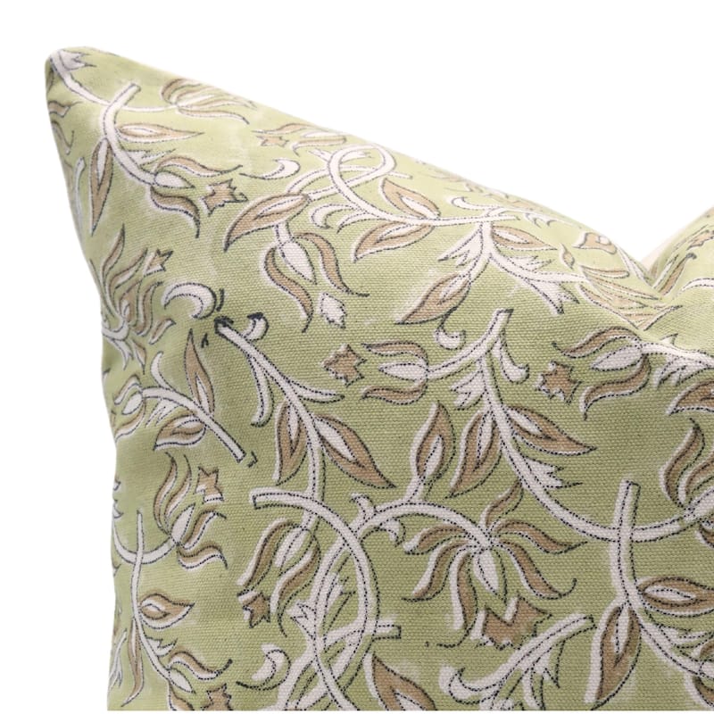 Fabdivine Hand Block Print Pillowcase in Cotton for Hotel Floral Cushion Cover Farmhouse Throw Décor, Coastal Tulip