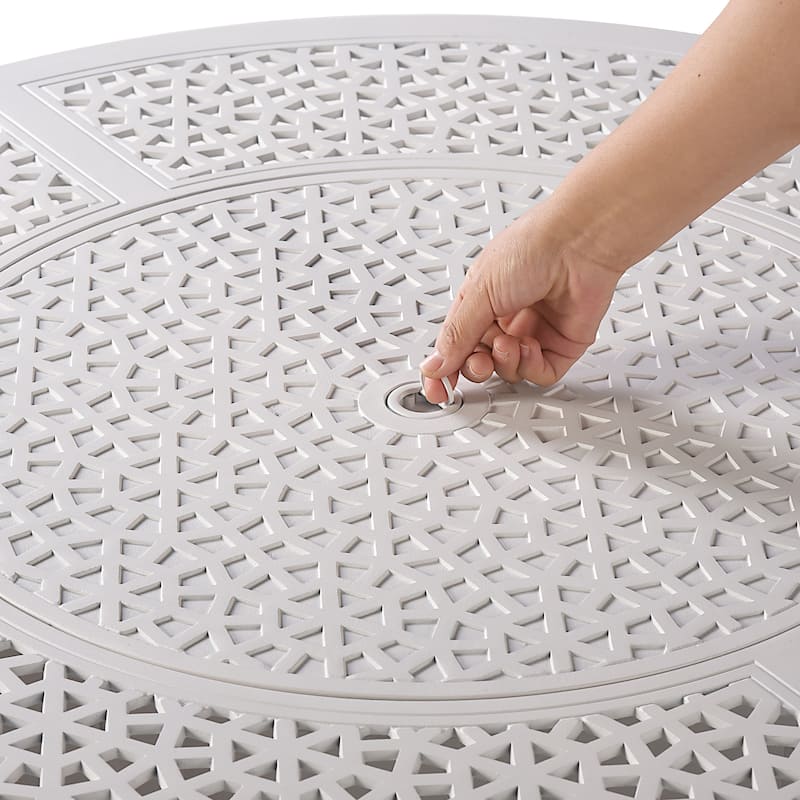 Round 44 in. x 44 in. Aluminum Propane Fire Pit Table with Glass Beads, Two Covers, Lid, 57,000 BTUs