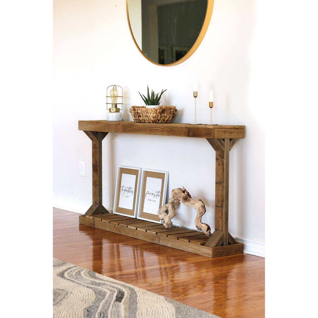 Natural 60" Pedestal Console Table