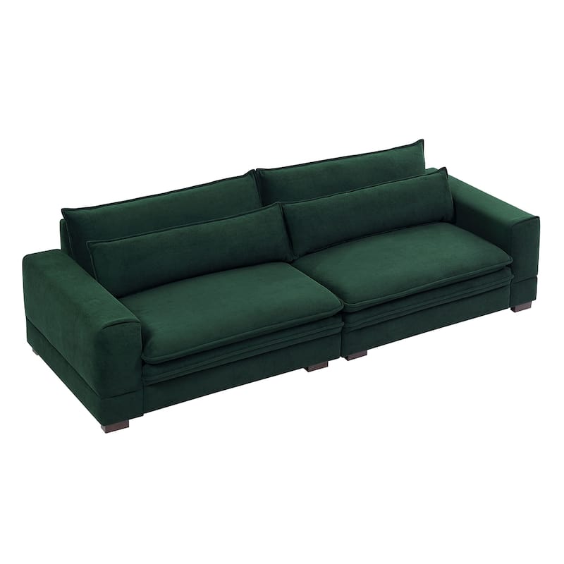 Modern 104.7" Large Fabric Sofa with Lumbar Pillows