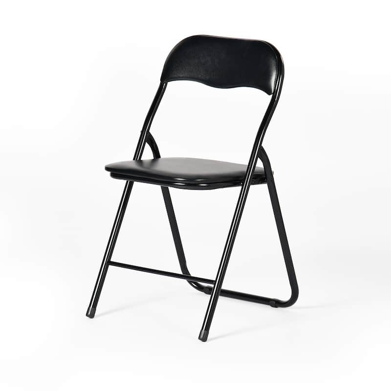 Homylin Folding Padded Chairs with PVC Seat and Back, Space-Saving Steel Frame Chairs, Black