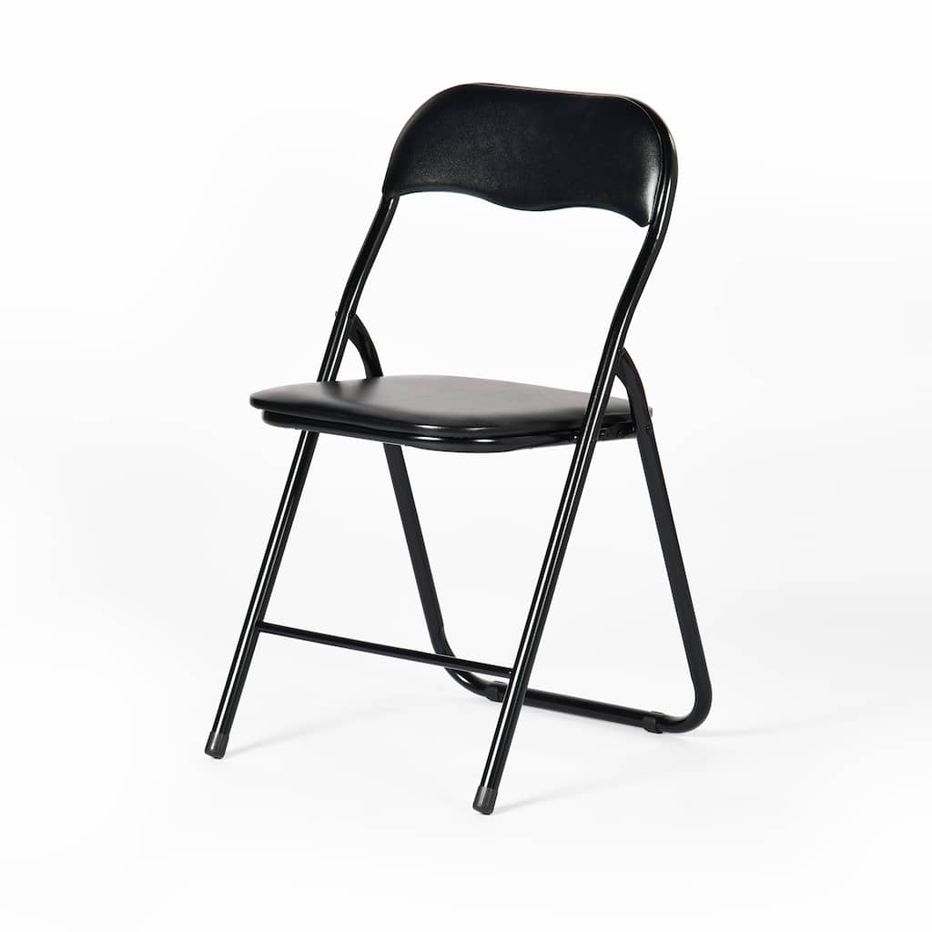 Homylin Folding Padded Chairs with PVC Seat and Back, Space-Saving Steel Frame Chairs, Black