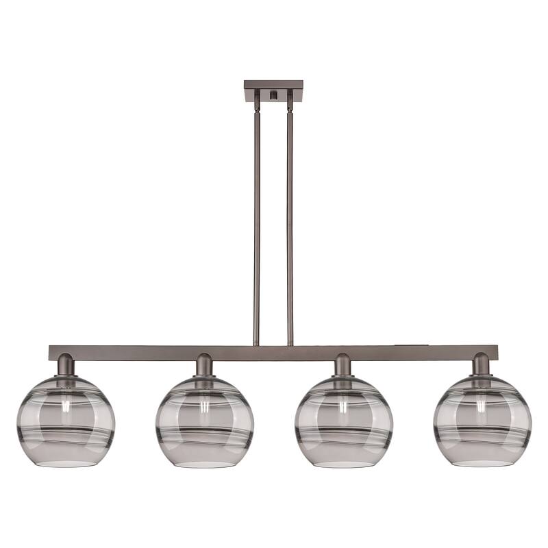 Innovations Lighting Endless Possibilities Arcadia - Rochester - 4 Light 53" Stem Hung Island Light - Oil Rubbed Bronze/Light Smoke