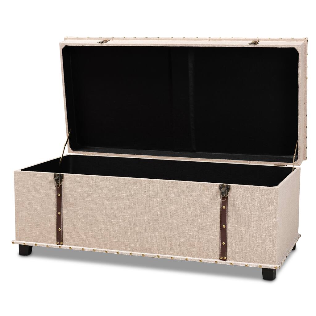 Kyra Modern and Contemporary Beige Fabric Upholstered Storage Trunk Ottoman