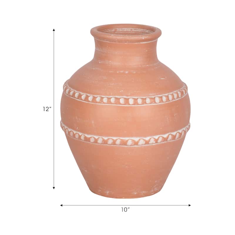 Pottery Terracotta Vase Artisan Style Traditional Classic Silhouette