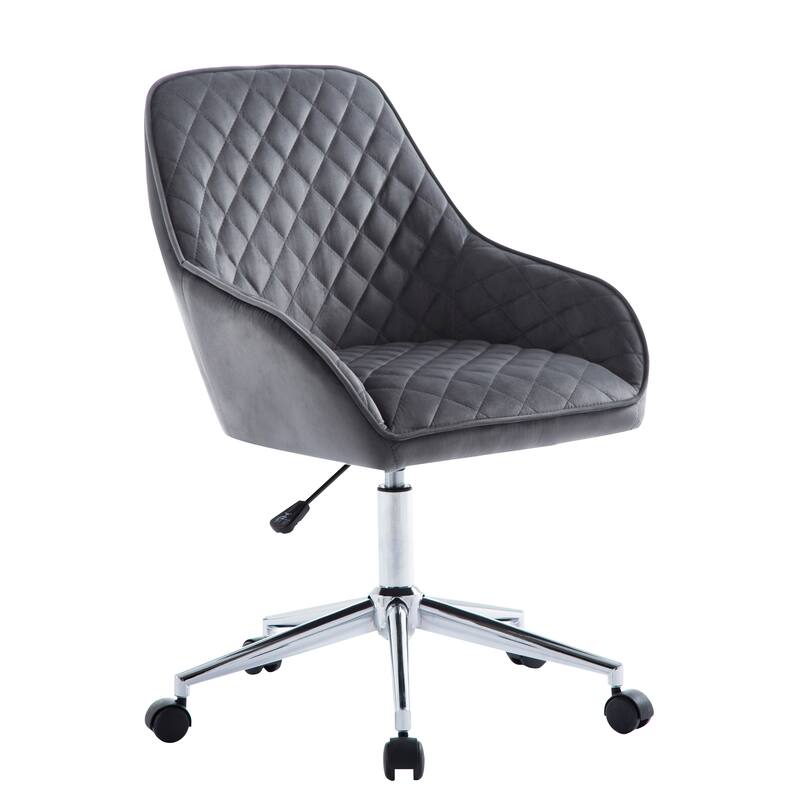 Porthos Home Vinita Height Adjustable Swivel Office Chair, Velvet Upholstery - Grey