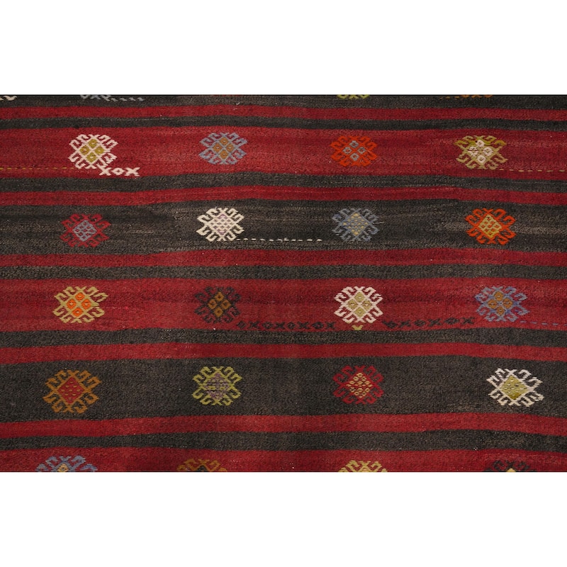 Hand Woven Oriental 100% Wool Carpet Southwestern Tribal Red Kilim Area Rug - 10' 4'' X 6' 7''